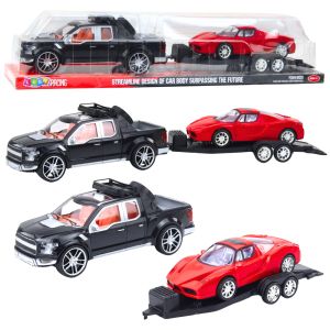 Set de Vehículos Todo Terreno con Remolque y Coche Deportivo