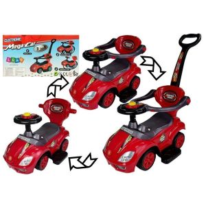 Cochecito de empuje con mango para padres Mega Car 3 en 1 Rojo