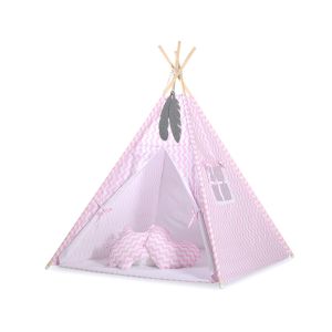 Tipi para niños My Sweet Baby con alfombra y plumas decorativas