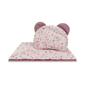 Set para Carrito Bebé Velvet Bloom Rosa – Edredón y Almohada Reversibles