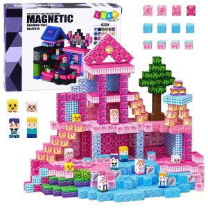 Bloques magnéticos rosa de Lean toys en colorido diseño.