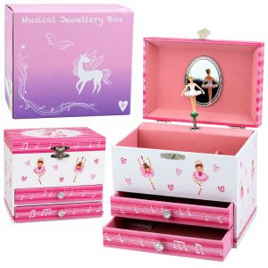 Caja de joyería musical con bailarina y espejo de Lean toys