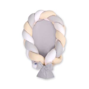 Nido trenzado 2 en 1 My Sweet Baby - Blanco, gris y beige