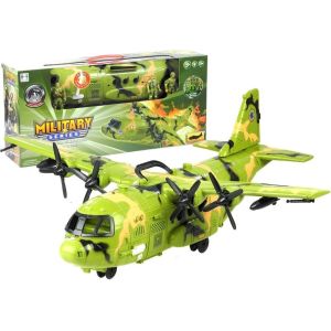Gran aeronave militar de Lean toys con sonidos y luces activados.