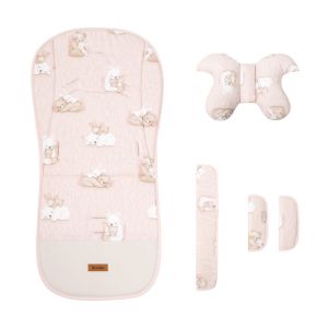Set Deluxe Silla de Paseo Muselina Oso y Conejo: Colchoneta, Cojín y Fundas Sensillo
