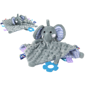 Manta de Juguete Elefante de Peluche con Sonajero y Mordedor