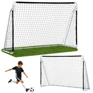 Portería de fútbol infantil ligera Lean Sport 307x209x125 cm en acero portable, vista completa