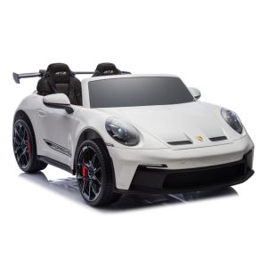 Coche eléctrico infantil Porsche GT3 Lean Cars blanco, vista frontal