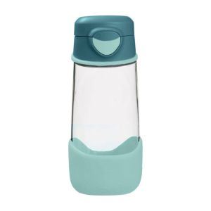 Botella deportiva B.box 450ml con diseño triangular y pico de silicona.