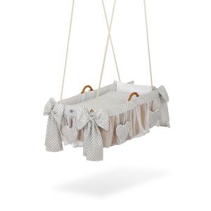 Cuna Colgante My Sweet Baby - Moisés de Mimbre Mini Rosettes Gris