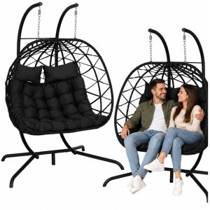 Sillón Colgante Doble de Ratán para Jardín con Cojines Lean