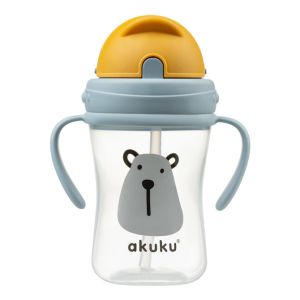 Botella de Agua con Popote Retráctil Oso Akuku - 300 ml