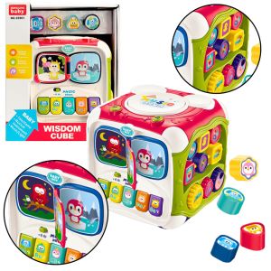Cubo educativo multifuncional con piano y luces interactivas