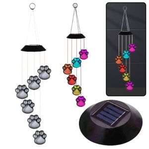 Luces LED Solares para Jardín en Forma de Huellas de Perro 70cm