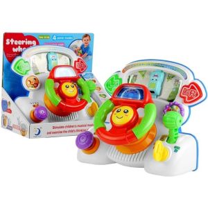 Volante interactivo educativo con luces y sonidos LEAN Toys vista frontal