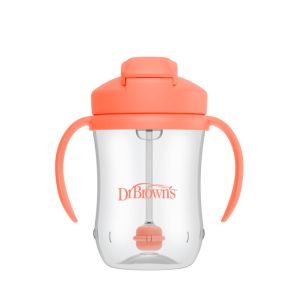 Vaso de Entrenamiento Dr brown's con Pajita Suave Coral 270ml