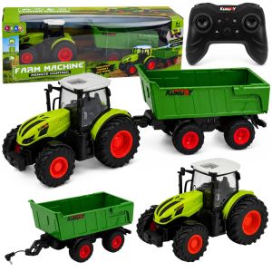 Tractor agrícola control remoto con remolque volcador y luces LED