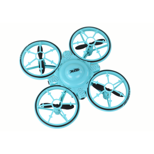 Dron R/C azul con pulsera de control en la muñeca