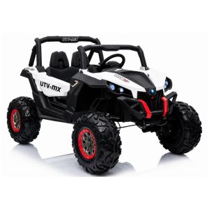 Jeep eléctrico infantil XMX Lean Cars blanco con mando remoto, vista frontal