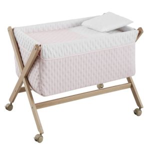Minicuna Tijera Madera Soft Rosa/natural 55x87x74 Cm - Cambrass