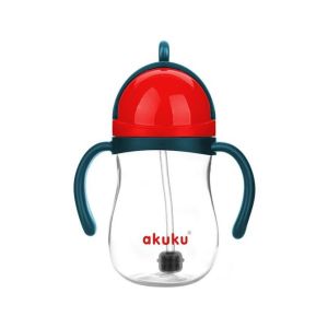 Vaso con Pajita Ponderada Akuku Azul/Rojo - 280 ml