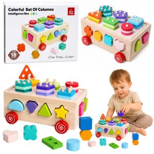 Clasificador de formas de madera Montessori con bloques coloridos