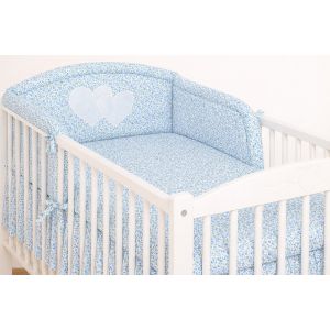 Protector de Cuna My Sweet Baby – Corazones Flores Azules