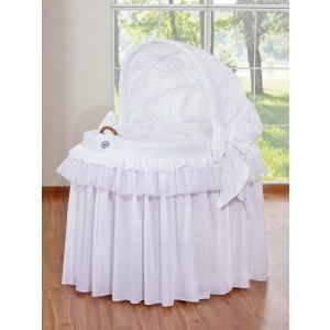 Moisés de Mimbre Little Prince/Princess My Sweet Baby con Ruedas y Capota - Blanco Nieve