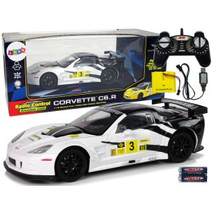 Coche Deportivo R/C 1:18 Corvette C6.R Blanco con Luces