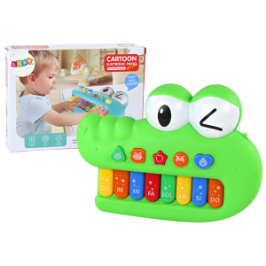 Piano Organ Musical Educativo Cocodrilo Verde con Sonidos y Luces