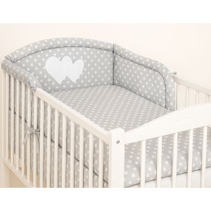 Protector de Cuna My Sweet Baby - Corazones en Blanco y Gris