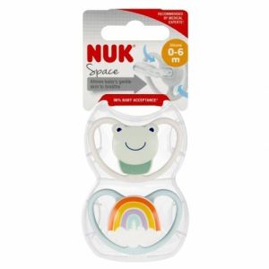 Chupetes de Silicona Nuk Space Frog 0-6 meses - 2 unidades