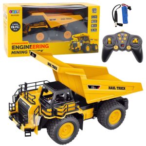 Camión volquete minero teledirigido Lean toys con caja elevable