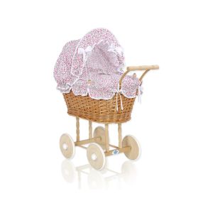 Cochecito de Muñeca My Sweet Baby de Mimbre con Ropa Rosa