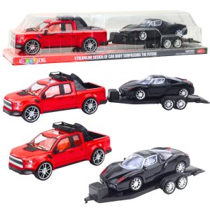 Set de Vehículos Todo Terreno con Remolque y Coche Deportivo