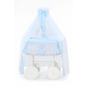 Cesta de Mimbre Moisés My Sweet Baby Deluxe Amelie - Blanco y Azul