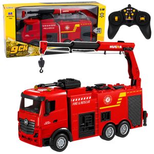 Camión de bomberos RC Huina 1362 · cañón de agua funcional · escala 1:18 · 8+ años