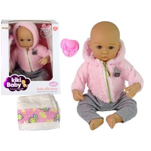 Muñeca bebé Bobas Lean Toys 40 cm con sudadera rosa, vista frontal