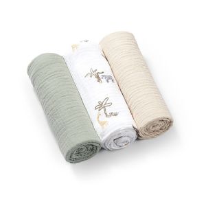 Paquete de 3 Pañales Muselina Crinkle Babyono - Verde