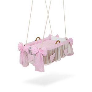 Cesta Moisés colgante de mimbre My Sweet Baby - Puntos Rosas