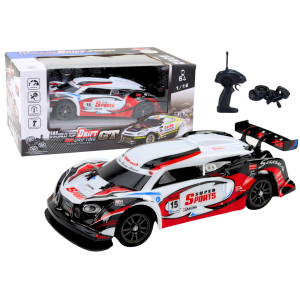Coche de Carreras RC 1:16 con Ruedas Intercambiables Blanco y Rojo