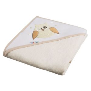 Toalla de baño con capucha para bebé Akuku, búho Ecru