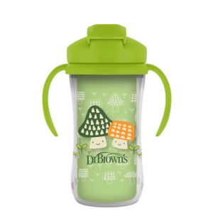Taza térmica con popote Dr brown`s 300ml 12+ verde