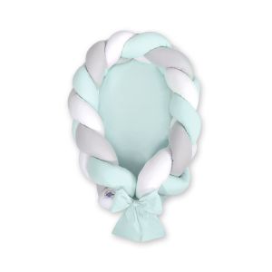 Nido trenzado 2 en 1 My Sweet Baby - Blanco, gris y menta