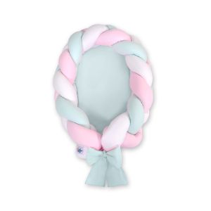 Cuna Nido Trenzado 2 en 1 My Sweet Baby - Blanco, Rosa y Menta