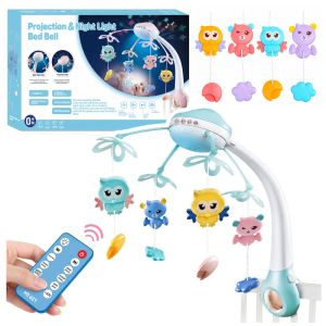 Carrusel para cuna con proyector y mando a distancia azul LEAN Toys