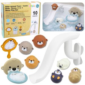 Conjunto de Juguetes de Baño con Animales y Tobogán - 10 Piezas