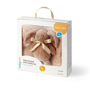 Manta Bebé con Peluche Beige Babyono, Suave y Acogedora