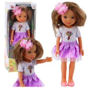Muñeca con Vestido Morado y Clip de Flor