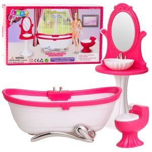 Conjunto de Baño para Muñecas: Bañera, Inodoro y Lavabo